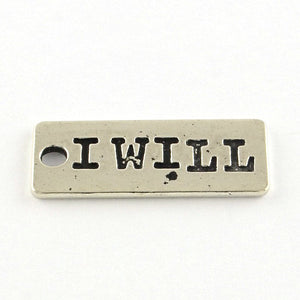 Quote Charms Word Charms Silver Word Charms I WILL Charm Motivational Charm Gym Charms Inspirational Charms 10 pieces