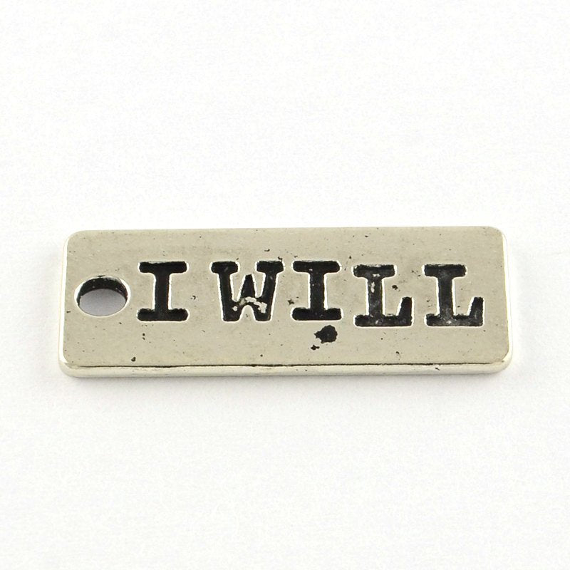 Quote Charms Word Charms Silver Word Charms I WILL Charm Motivational Charm Gym Charms Inspirational Charms 10 pieces