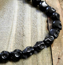 Load image into Gallery viewer, Skull Beads Black Skull Beads Black Beads Wholesale Beads 9mm Beads 9mm Skull Beads Gothic Beads Howlite Bulk Beads Full Strand 40 pieces