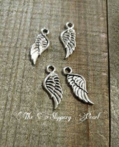 Angel Wing Charms Angel Wing Pendants Antiqued Silver Angel Wings 21mm Double Sided Wing Charms Pendants 10 pieces Wholesale Charms