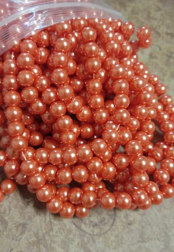 Coral Orange Beads Orange Pearl Beads Glass Pearls 8mm Glass Beads 8mm Glass Pearls Orange Pearls Large Beads Coral Beads 110 pieces