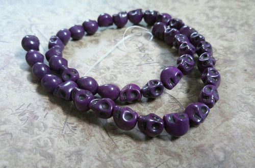 Skull Beads Purple Skull Beads Howlite Skull Beads 9mm Beads Wholesale Beads Purple Beads Halloween Beads Gothic Beads FULL STRAND 40pcs