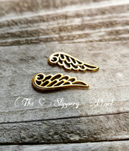 Load image into Gallery viewer, Angel Wing Charms Antiqued Gold Angel Wings Filigree Wing Charms 2 Sided Wings -10pcs-24mm