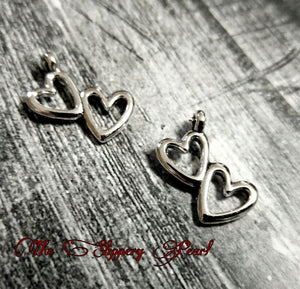 Double Heart Charm Heart Pendant Double Heart Charms Silver Double Heart Two Hearts Pendant Valentines Charms Love Charms