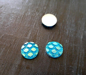 Mermaid Scale Cabochons 12mm Cabochons Blue Round Cabochons Dragon Scale Cabochons Flat Back Embellishments 6 pieces