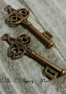 Skeleton Key Pendants Antiqued Copper Ornate Keys Wedding Keys 20 pieces 45mm