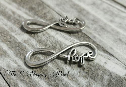 Infinity Links Connectors Infinity Pendants Connector Charms Word Charms Antiqued Silver Infinity Charms 10 pieces 39mm