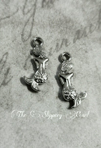 Mermaid Charms Silver Mermaid Charms Double Sided Charms Sea Charms Nautical Charms Fairy Tale Charms Silver Mermaids 8 pieces