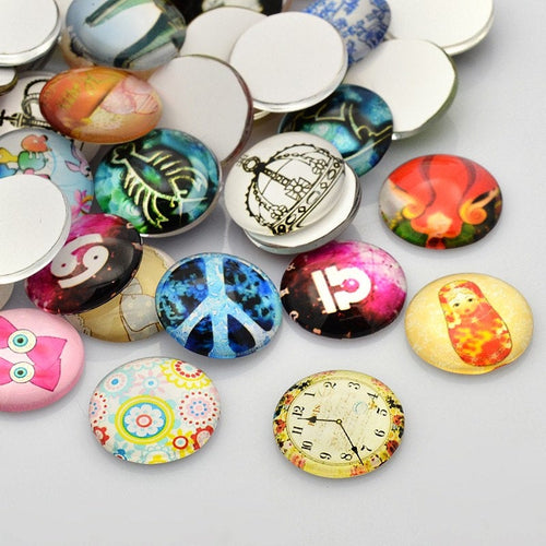 Glass Cabochons Round Glass Cabochons Assorted Cabochons 20mm Cabochons Printed Cabochons Domed Cabochons Wholesale Cabochons Glass Flatback