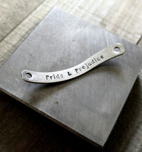 Load image into Gallery viewer, Quote Connector Quote Pendant Word Pendant Book Quote Word Link Pride and Prejudice Pendant Antiqued Silver Word Charm Word Connector 3 pcs