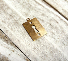 Load image into Gallery viewer, Keyhole Pendant Antiqued Brass Keyhole Steampunk Pendant Steampunk Keyhole Embossed Keyhole Lock Steampunk Vintaj Pendant Key Hole Charm