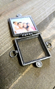 Picture Frame Pendant Photo Frame Pendant Picture Frame Connector Frame Link Antiqued Silver Square Frame PREORDER