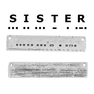 Morse Code Pendant Connector Silver Link Sister Pendant Sister Charm Bar Pendant Morse Code Charm Morse Code Link