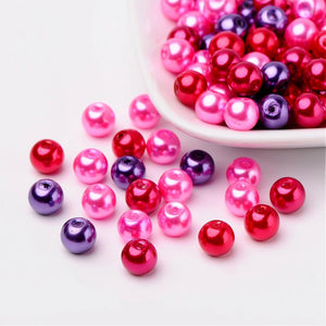 Valentines Beads Glass Pearls Glass Beads 8mm Glass Beads 8mm Beads Assorted Beads Wholesale Beads 100 pieces BULK Beads