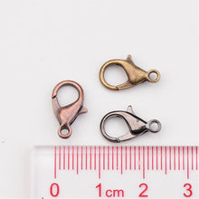 Load image into Gallery viewer, Clasps Assorted Clasps Silver Clasps Copper Clasps Gold Black Bronze Lobster Clasps Parrot Clasps 12mm Lobster Clasps BULK 120pcs