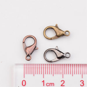 Clasps Assorted Clasps Silver Clasps Copper Clasps Gold Black Bronze Lobster Clasps Parrot Clasps 12mm Lobster Clasps BULK 120pcs