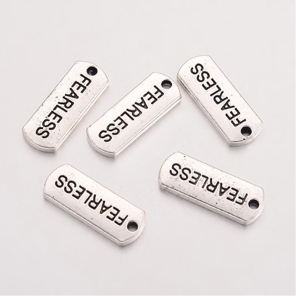 Word Charms FEARLESS Charms Antiqued Silver Inspirational Word Charms 10 pieces