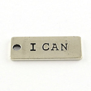 Quote Charms Word Charms Silver Word Charms I CAN Charm Motivational Charm Gym Charms Inspirational Charms 10 pieces