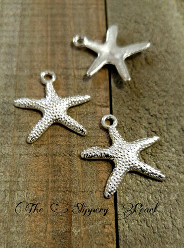 Starfish Charms Starfish Pendants Silver Starfish Charms Silver Charms Ocean Charms Nautical Charms Sea Life Charms Wholesale Charms 10pcs