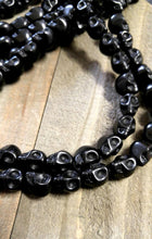 Load image into Gallery viewer, Skull Beads Black Skull Beads Black Beads Wholesale Beads 9mm Beads 9mm Skull Beads Gothic Beads Howlite Bulk Beads Full Strand 40 pieces