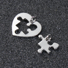 Load image into Gallery viewer, Puzzle Piece Charms Puzzle Pendants Puzzle Heart Charms Heart Pendants Friendship Charms Love Charms Silver Heart Charms Austim Awareness