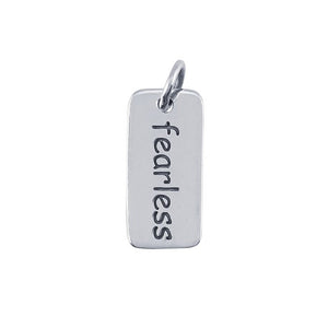 Word Charm Quote Charm Word Pendant Inspirational Charm FEARLESS Charm Word Tag Jewelry Tag Charm Sterling Silver Charm