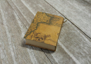Miniature Book Charm REAL Pages Miniature Journal Pendant Pirate Map Journal Charm Book Pendant Librarian Charm Author Charm