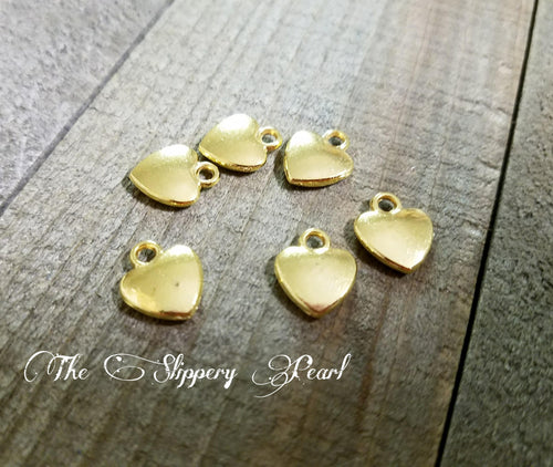 Heart Charms Gold Heart Charms Bulk Charms Gold Charms Wholesale Charms 10pcs Heart Pendants Valentines Day Love Charms