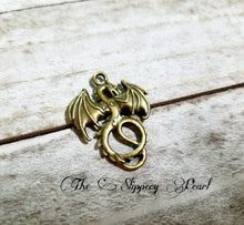 Load image into Gallery viewer, Dragon Pendant Dragon Charm Bronze Dragon Charm Fairy Tale Charm Fairy Tale Pendant Mythical Charm Fairytale Charm Mythical Pendant