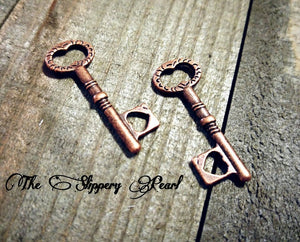 Heart Key Pendants Antiqued Copper Skeleton Keys Copper Keys 34mm Wholesale Keys 10 pieces Bulk Skeleton Keys Steampunk