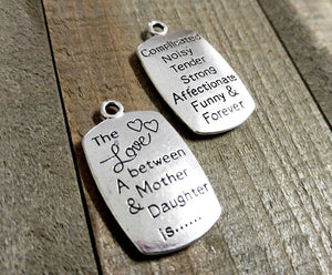 Word Charms Quote Charms Pendants Mother Daughter Charms Antiqued Silver Charms