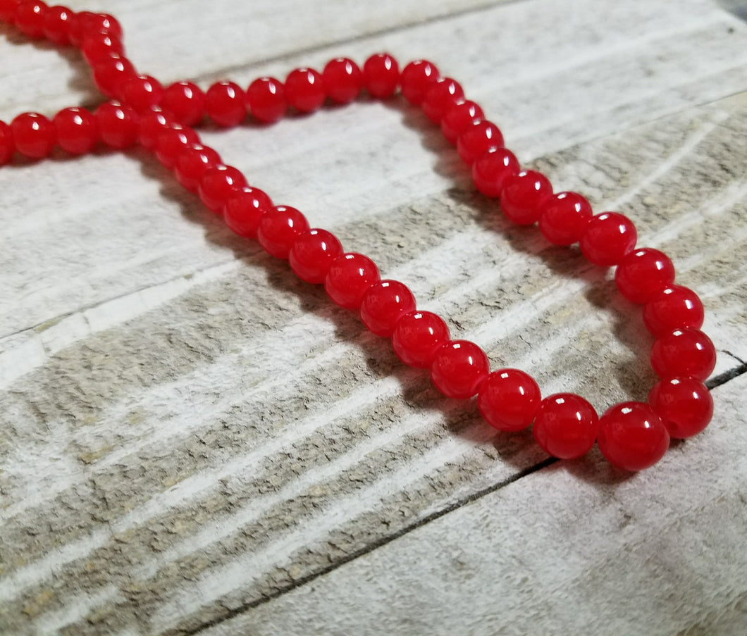 Red Beads 8mm Red Beads 8mm Glass Beads 8mm Beads Jelly Beads Wholesale Beads BULK Beads Double Strand 106 pieces