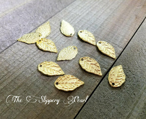 Leaf Charms Gold Leaf Charms Leaf Pendants Gold Leaves Gold Leaf Pendant BULK Charms Wholesale Charms Gold Charms 20 pieces