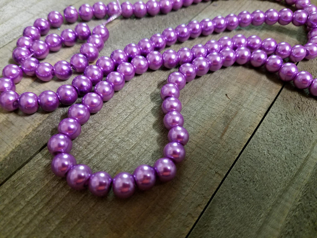 Purple Beads 8mm Glass Beads 8mm Glass Pearl Beads Glass Pearls Light Orchid Beads 8mm Beads BULK Beads Wholesale Beads 110 pieces