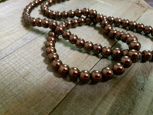 Brown Beads Dark Brown Beads 8mm Glass Beads 8mm Glass Pearl Beads Glass Pearls Metallic 8mm Beads BULK Beads Wholesale Beads 110 pieces