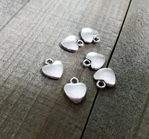 Heart Charms Silver Heart Charms Bulk Charms Silver Charms Wholesale Charms 10pcs Heart Pendants Valentines Day Love Charms