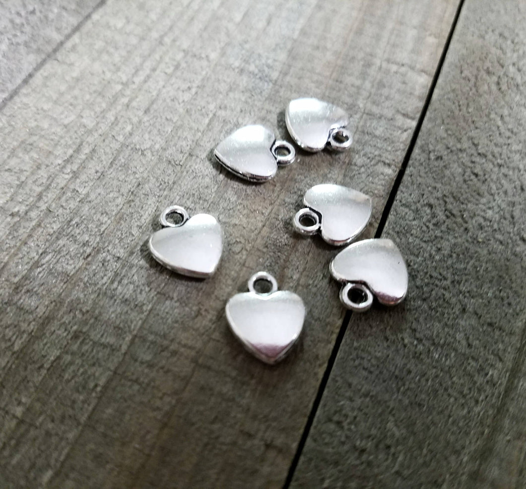 Heart Charms Silver Heart Charms Bulk Charms Silver Charms Wholesale Charms 10pcs Heart Pendants Valentines Day Love Charms