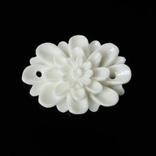 Load image into Gallery viewer, Flower Beads Resin Flower Beads White Flower Beads Flat Back Flowers White Flat Back Flatbacks Flower Connectors Connector Flowers 2pcs