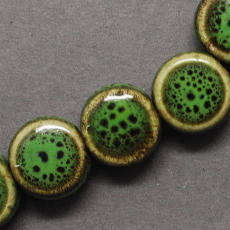 Porcelain Beads 9mm Beads 9mm Porcelain Beads Glazed Porcelain Beads Flat Beads Round Beads Green Beads Green Porcelain Beads