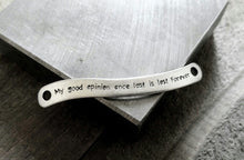 Load image into Gallery viewer, Quote Connector Quote Pendant Word Pendant Book Quote Word Link Pride and Prejudice Pendant Antiqued Silver Word Charm Word Connector 3 pcs