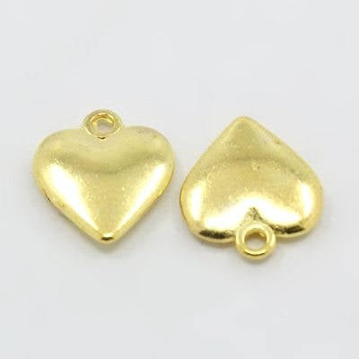 Heart Charms Heart Pendants Gold Heart Charms Puff Heart Charms Gold Charms Love Charms Wholesale Charms BULK Charms 50 pieces