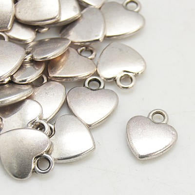 Heart Charms Heart Pendants Silver Heart Charms Puff Heart Charms Silver Charms Love Charms Wholesale Charms BULK Charms 50 pieces