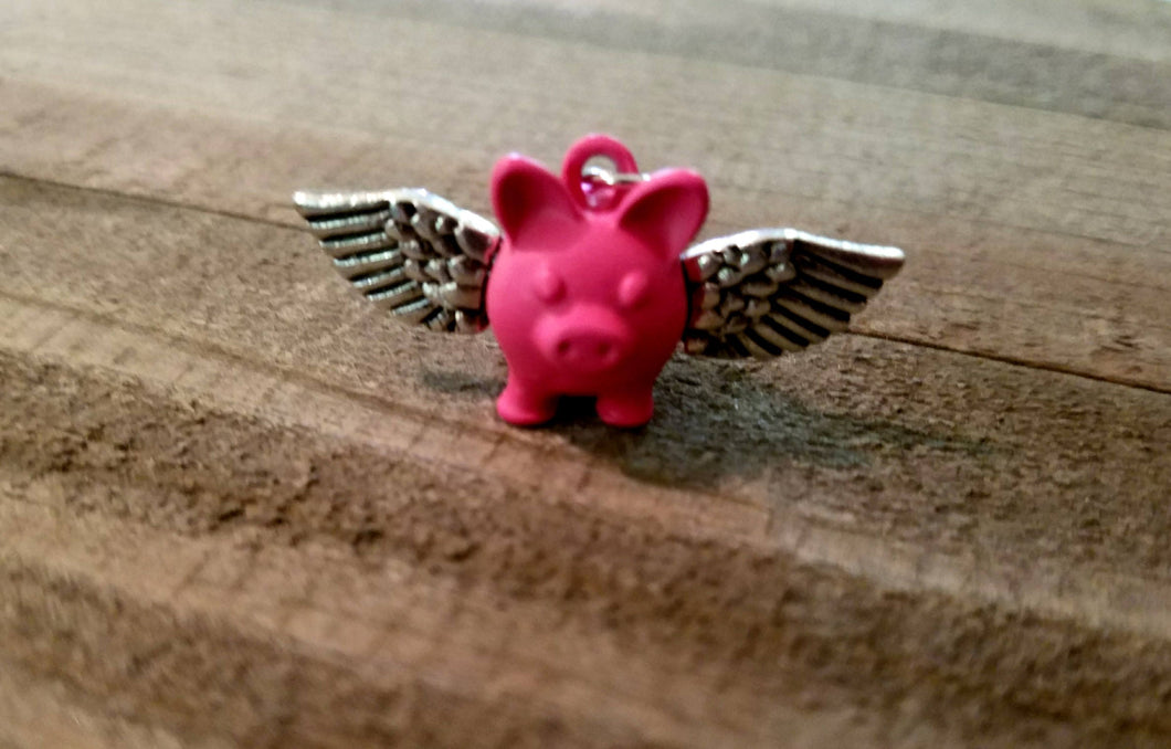 Pig Charm Flying Pig Charm Pig with Wings When Pigs Fly Animal Charm Pig Pendant Pink Pig Charm