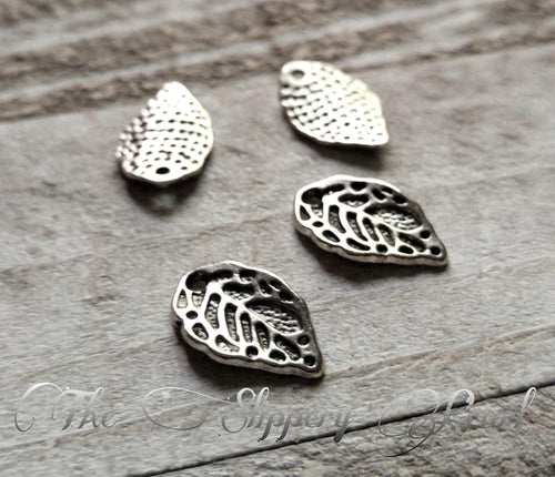 Silver Leaf Charms Leaf Pendants Silver Leaves Leaf Charm Antiqued Silver 10pcs Wholesale Charms Bulk Charms