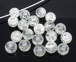 Clear Beads Crackle Beads Glass Beads 10mm Glass Beads Glass Crackle Beads Wholesale Beads 10mm Beads 10mm Clear Beads 20 pieces