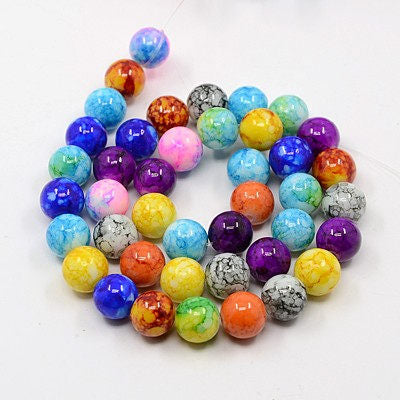 Glass Beads Assorted Glass Beads Assorted Beads 10mm Beads 10mm Glass Beads BULK Beads Large Lot Mixed Beads Marble Beads 43 pieces
