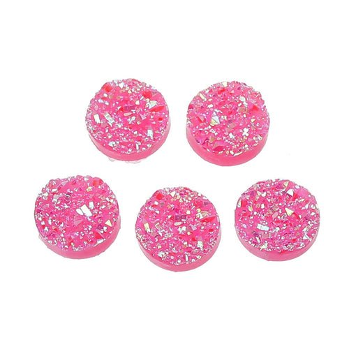 Druzy Cabochons Drusy Cabochons Pink Druzy Resin Druzy Pink Cabochons Resin Circle Flatbacks Druzy Flatbacks Flat Back Cabochons 5 pieces