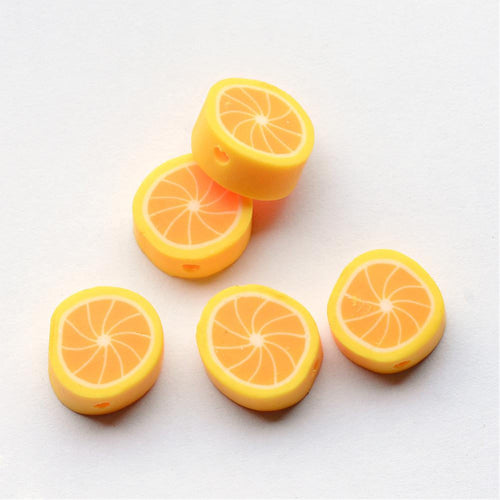 Lemon Beads Clay Beads Polymer Clay Beads Clay Lemon Beads 10mm Beads Yellow Beads Fruit Beads 10 pieces