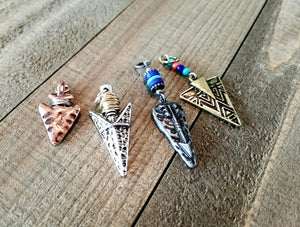 Arrowhead Pendants Arrowhead Charms Set Verdigris Patina Pendants Western Charms Arrow head Charms Assorted Charms Silver Copper Bronze PRE