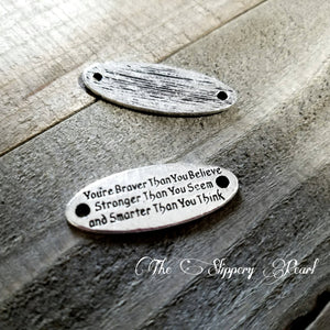 Quote Connector-Word Connector-Word Band-Quote Pendant-Word Pendant Word Charm Silver Word Charm BRAVER SMARTER STRONGER Quote Preorder